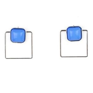 paparazzi Blue Square Drop Frame Earrings